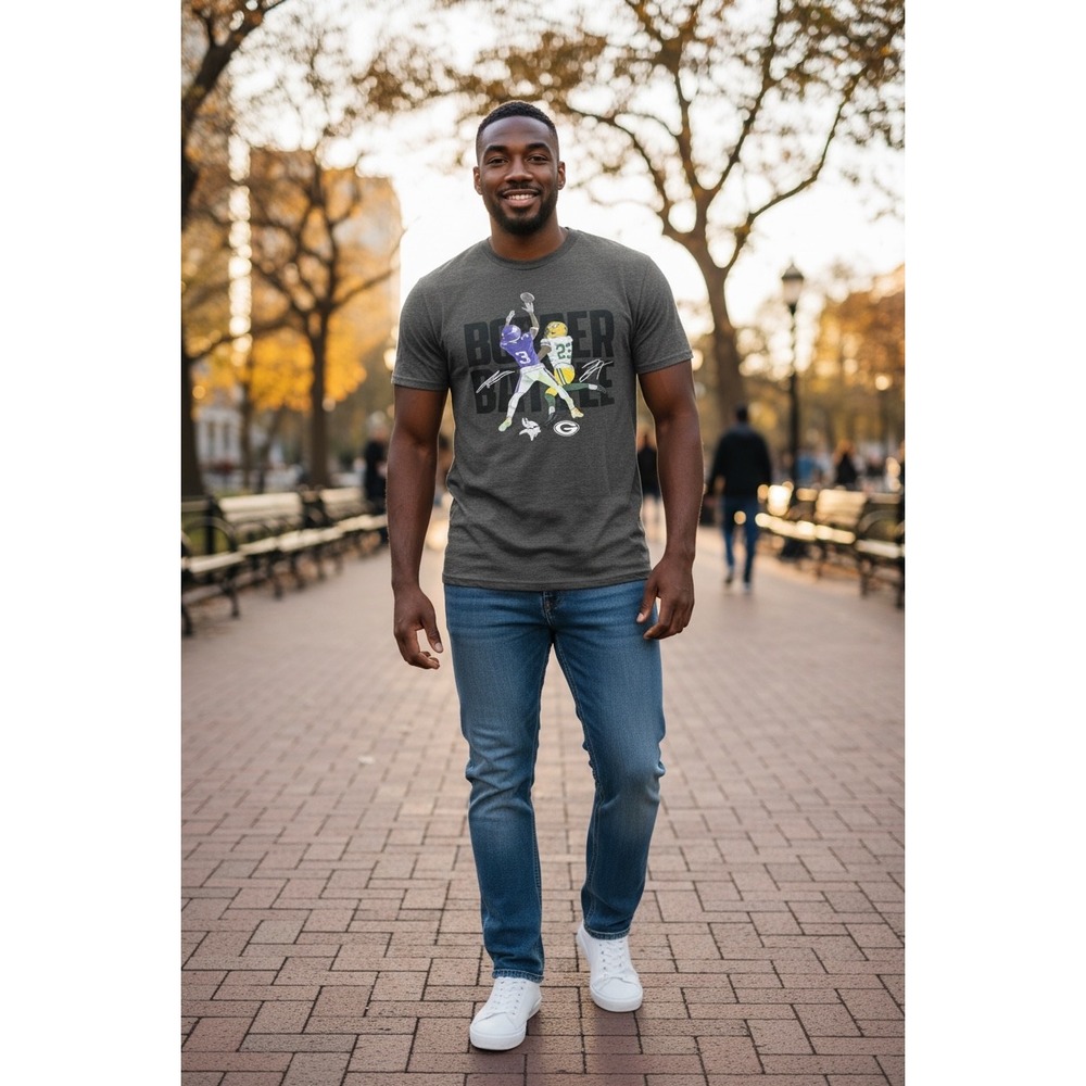 Fanatics NFL Border Battle Vikings vs Packers Graphic T-Shirt Charcoal Mens M
